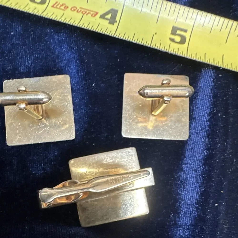 Vintage Men's Swank Arabian Horse Cufflinks Blue Gold Tone Square Arab Bedouin